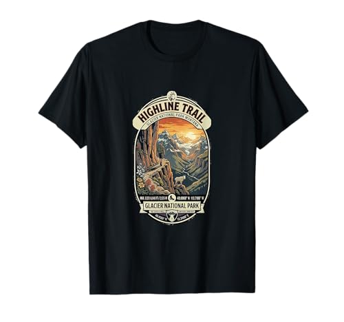 Highline-Trail Glacier-National-Park Hiking Badge Montana/US T-Shirt