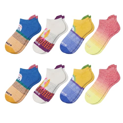 BOMBAS Womens Ankle Socks 8-Pack Solid Honeycomb Cushion Socks Mixed Colors Medium Fits Shoe Size 7.511