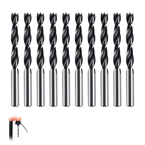 10 Pièces Forets à Bois Hélicoïdaux 3mm, Mèches Hélicoïdales Ensemble de Forêts Bois Forets Hélicoïdaux pour des Perçages Propres et une Trajectoire Rectiligne Stable Culpture Gravure