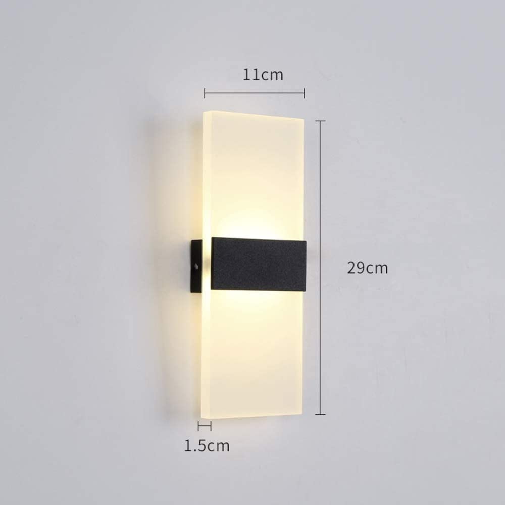 Minimalistische LED-Wandleuchte aus Acryl, 12 W, mit Streifen aus Aluminiumlegierung, moderne Wandleuchte für Wohnzimmer, Schlafzimmer, Flur, Treppen, Flur, Weiß (schwarzes, warmes Licht