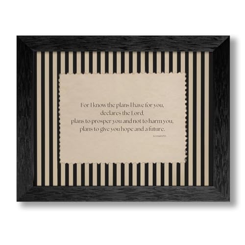 Bible Verse Jeremiah 29 11 Wall Art Christian Biblical Quotes Canvas Poster Modern Minimalist Scripture Prints 08x10 inch Black Framed for Prayer Room Church Wall Decor
