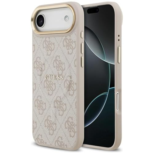 CG MOBILE Guess 4G PU Classic Logo Compatible avec MagSafe Coque pour iPhone 17 Air (rose)