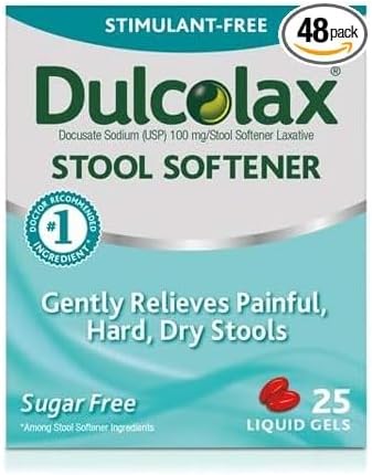 Dulcolax Stool Softener Liquid Gels - 25 ct, Pack of 4