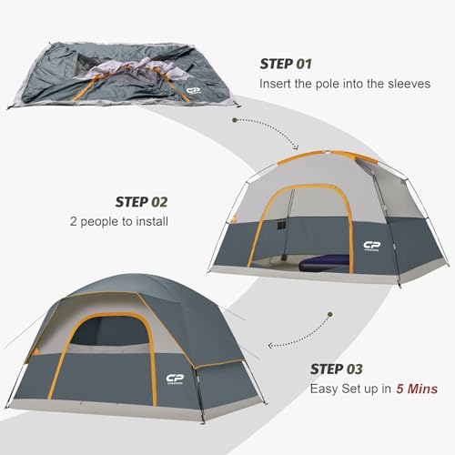 Image of CAMPROS CP Tents for Camping 2 /4 /6 Person, Waterproof Windproof Dome Tent