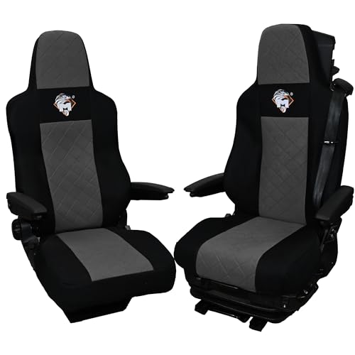 SABA Auto Sitzbezüge LKW für MAN TGX ab 2020 1-Riemen Grau - Zubehör für LKW Sitzschoner - Strapazierfähige Sitzbezug Auto Vordersitze - Schutz vor Schmutz