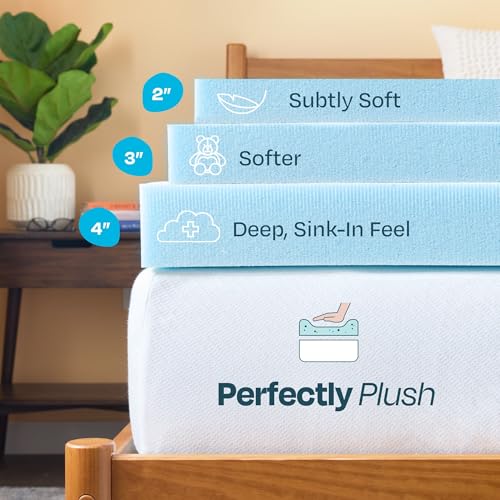 Image of Linenspa Memory Foam Mattress Topper, Full Size - 4 Inch Gel Infused Memory Foam - Plush Feel - Cooling and Pressure Relieving - CertiPUR Certified