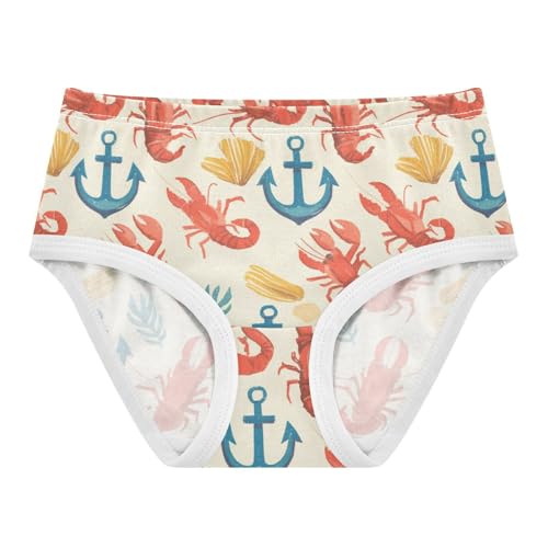 Wusikd Anchor Red Lobster Girls' Underwear Cotton Sea Green Girls Briefs Soft Toddler Underwear 2T