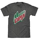 Tee Luv Men's Mountain Dew Shirt - Distressed Mt Dew Soda Logo T-Shirt, Graphite Heather, L