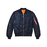 Alpha Industries MA-1 Slim Fit Bomber Flight Jacket - Fighter Pilot Flight Jacket - Replica Blue, S