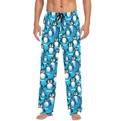 Cute Penguins Men's Pajamas Pants Cotton Sleep Bottoms Pants Lounge Sleepwear - S2