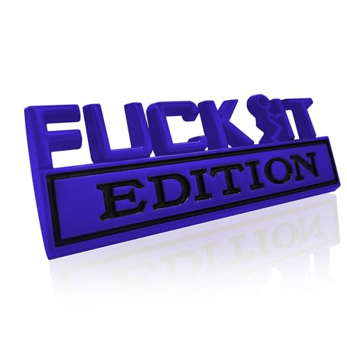 Image of Fuck IT Edition Emblem, Car Exterior Emblems Badge 3D Sticker Decal, Fuck-IT Edition Emblem 3D Fender Badge Decal, 3D Fender Badge Decal Car Truck Replacement, Fit for All Cars (Blue Black)