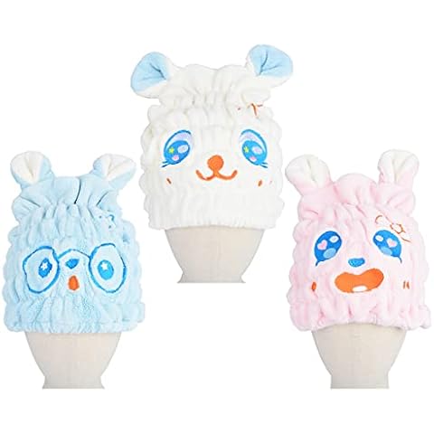 HOPESHINE Microfiber Hair Towel Wrap Small Size for Little Girl 3-Pack Super Absorbent Magic Instant Hair Drying Towels for Kids (Blue+White+Pink 3-Pack) Cover