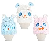 HOPESHINE Microfiber Hair Towel Wrap Small Size for Little Girl 3-Pack Super Absorbent Magic Instant Hair Drying Towels for Kids (Blue+White+Pink 3-Pack)