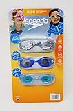 Speedo Kids Swim Goggles for Ages 3-8, 3-Pack (Green/Blue/Multi Color)