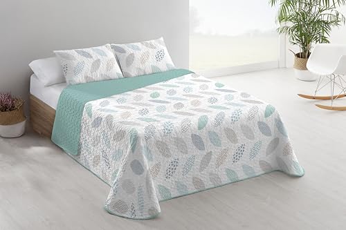 Donegal Collections Colcha Cama 150 - Colcha Bouti Cama 150/160 Estampada Reversible + 2 Cojines Tanble - Colcha Verano/Primavera - Acolchado Fino - Microfibra Extrasuave - Cubre Cama Multiusos