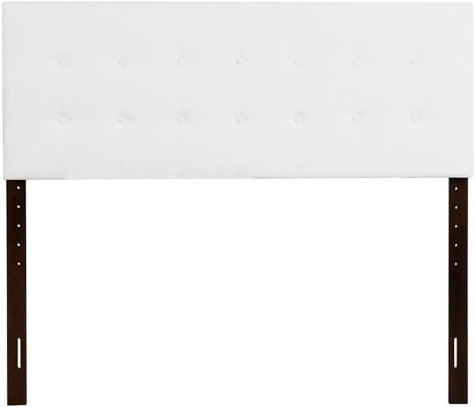 HomeStock Timeless Trends Headboard - Adjustable Height, White Faux Leather, Mountable to Bed or Wall, Modern Elegance for Bedroom Decor Queen
