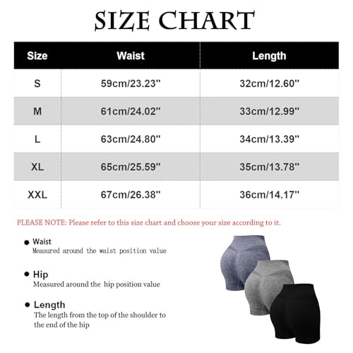 Genérico 3 Pack Mallas Deporte Mujer Cortas Cintura Alta Pantalones Cortos Deportes Push Up Antirozaduras Pantalon Corto Deportivos Anticeluliticos Short Yoga Gimnasio Ciclismo Jogging Leggins Shorts - imagen 3