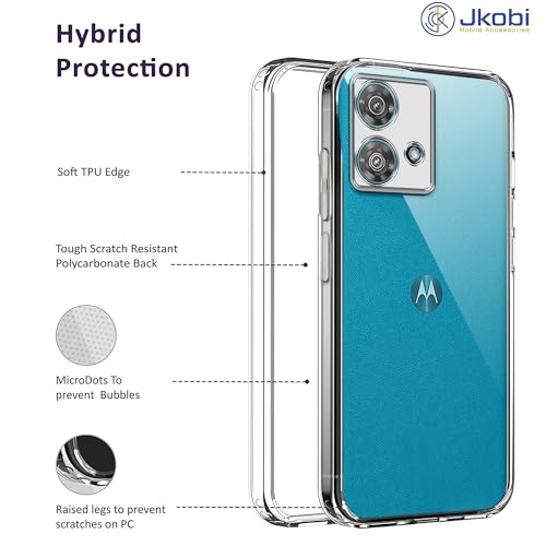 Image of Jkobi Back Case Cover for Motorola Moto Edge 40 Neo (Silicone Clear Shockproof Case with Camera Protection | Soft and Flexible | Transparent)