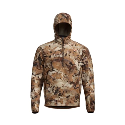 SITKA Alpha Fleece Hoodie - Durable 4-Way Stretch STORMFLEECE Hunting Hiking Waterproof Sweatshirt for Men Optifade Marsh Large