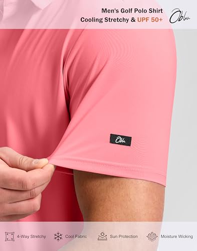 Image of Obla Mens Golf Shirt Short Sleeve Dry Fit Moisture Wicking Performance Athletic Casual Work Collared Polo Shirts for Men