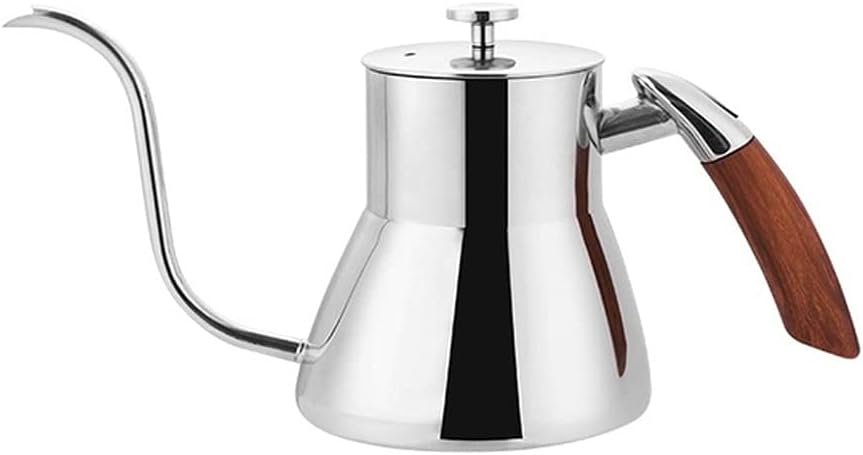 304 Stainless Steel Hand Pot Coffee Pot Hanging Ear Pot Dripping Filter Type Small Mouth Pot 800ml Office Kitchen Coffee Make (Color : Silver)