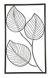  GILDE Wandrelief 3 Blätter - aus Metall in braun H 100 cm B 60 cm
