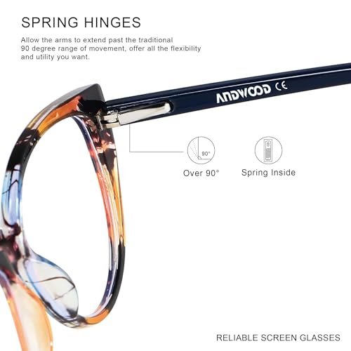 Image of ANDWOOD Blue Light Blocking Glasses Women Bluelight Blocker Computer Cateye Clear Cat Eye Eyeglasses Frame AR003