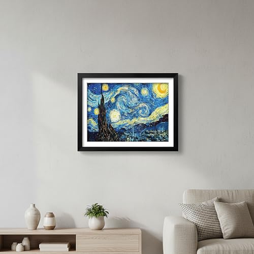 Image of NIHO-JIUMA Van Gogh Starry Night Diamond Art Kits, 40x50cm /16x20inches | 5D DIY Full Drill, Gift for Adults & Teens, Home Wall Decoration