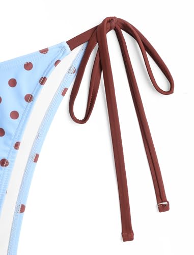 Image of ZAFUL Women's Polka Dot Bikini Set Double Layer Halter Swimsuit Colorblock Side Tie 2 Piece Bathing Suit