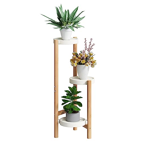 BMOSU Plant Stand For Indoor Outdoor Bamboo 3 Potted Holder Shelf...