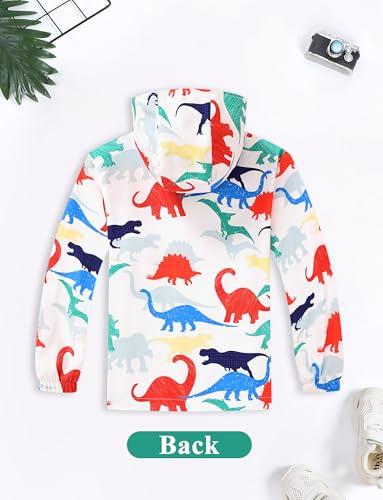 Happy Cherry Waterproof Raincoats Windbreaker Dinosaur Kids Jacket Boys Girls Outdoor (4-12Y)2