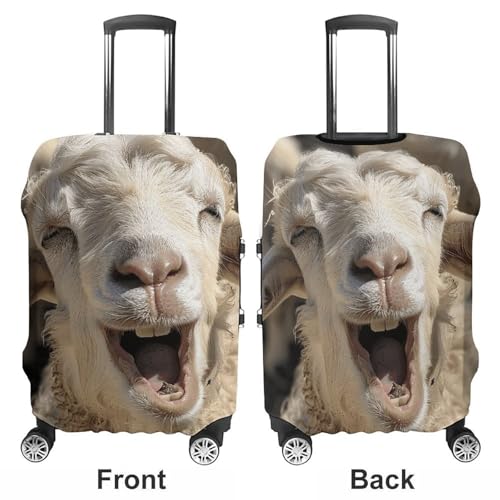 Beige Goat Face Luggage Cover Tsa Approved Suitcase Covers for Luggage Elastic Washable Suit Case Covers Anti-Scratch Travel Luggages Sleeve Suitcase Protector Fits 19-30 Inch Case(S)3
