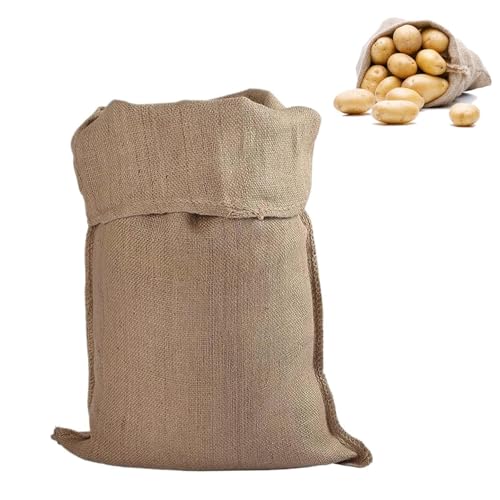 1 Pack Large Hessian Potato Sack 60 X 40cm Hessian Large Jute Sacks Reusable Woven Sand Storage Sack for Potatoes Vegetables Coffee Beans and Sand Yellow