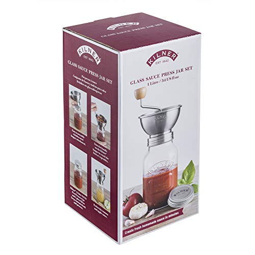 Foto von Kilner Create & Make Passiermühle - manuelle Edelstahlmühle zum Passieren von Obst und Gemüse - inklusive Vorratsglas, 1 Liter, Glas