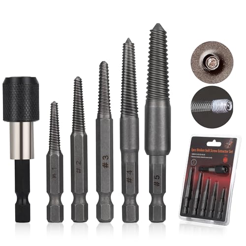 Extractor de Tornillos PRO 5 piezas – Extractor de Tornillos Rotos 5-18 mm, Sacatornillos para Pernos Dañados