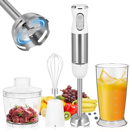 Vankarr 4 in 1 Stabmixer Elektrischer,1000W,Elektrische Stabmixer set,weiß