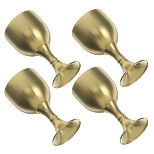 COLLBATH Calice Decorativo in Rame Massiccio Vintage, 4 Pezzi Piedistallo Alto, Tazze Da Festa Per Comunione e Cerimonie Religiose, Eleganti Calici Retrò Per Uso Domestico