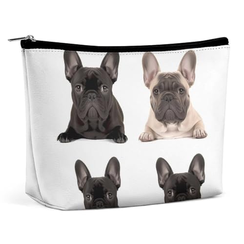 VFMKT Bolsa de maquillaje para mujer, impermeable, bolsa de maquillaje de bulldog francés, bolsa de maquillaje con cremallera, organizador de artículos de aseo de viaje para mujeres y mujeres, Estilo