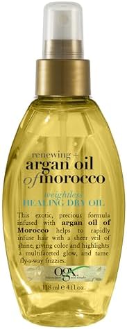 OGX Renewing + Argan Oil of Morocco Weightless Healing Dry Oil Spray, Lightweight Hair Oil Mist for Split Ends, Frizzy Hair and Flyaways, Paraben-Free, Sulfated-Surfactants Free, 4 Fl Oz
