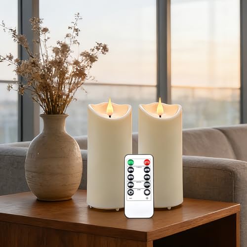 Bougies LED ivoire à flamme oscillante extérieure avec télécommande x2