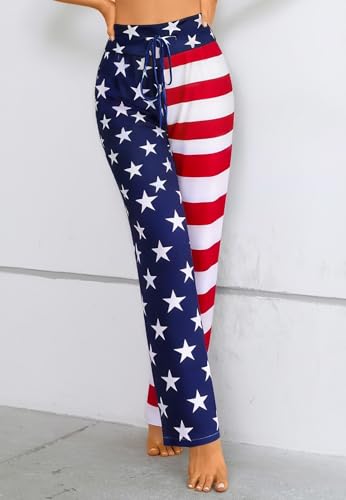 Image of Women Pajama Pants Comfy Lounge Wide Leg Casual Stretch Palazzo Drawstring Pj Bottoms Pants S-3XL