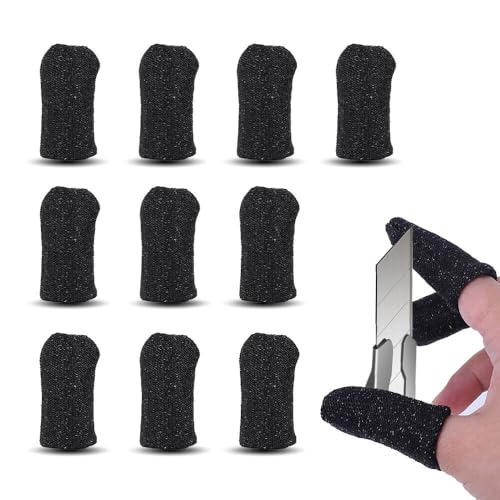 Hanboost 10 PCS Cut Resistant Finger Sleeve Protectors, Level 5 Protection Anti-Cut Cots for Model Builders, 3D Printing, DIY Makers & Sculpting, Ultra-Elastic Hand Safety Gear (Black)