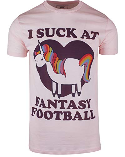 ShirtBANC I Suck at Fantasy Football Mens Shirt Rainbow Unicorn Football 2029 (Pink, M)
