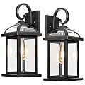 Roravilila Black Exterior Light Fixtures 2-Pack, Anti-Rust Aluminum Outdoor Wall Lights for House Porch Lights IP65 Waterproof Clear Glass Outdoor Sconces Wall Mount Wall Lanterns, Matte Black