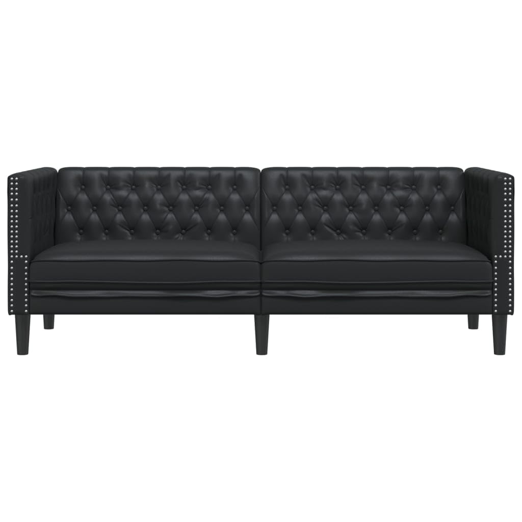 vidaXL Driezitsbank Chesterfield-stijl kunstleer zwart