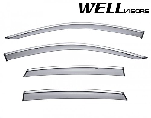 Wellvisors Replacement For 2006-2010 Infiniti M35 & M45 Clip-On Chrome Trim Smoke Tinted Side Rain Guard Window Visors Deflectors 3-847In001 #TOP1