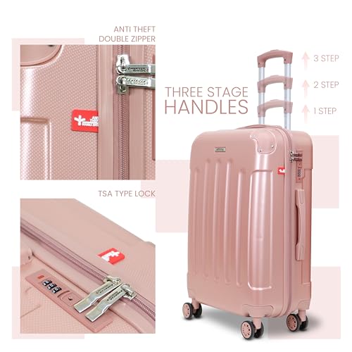 Image of Rockstar Polycarbonate Trolley Bag Set of 3 | TSA Type Lock | Hard Shell, TSA Type Lock, 360 Spinner Wheels