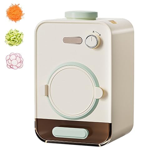 OFNHJK Multifunctional Cheese Grater, Electric Vegetable Choppers, 50W Vegetable Cutter With 5 Blades,10cm Large Diameter, Auto Chopper Vegetable Cutter for Onion,Carrot, Potato