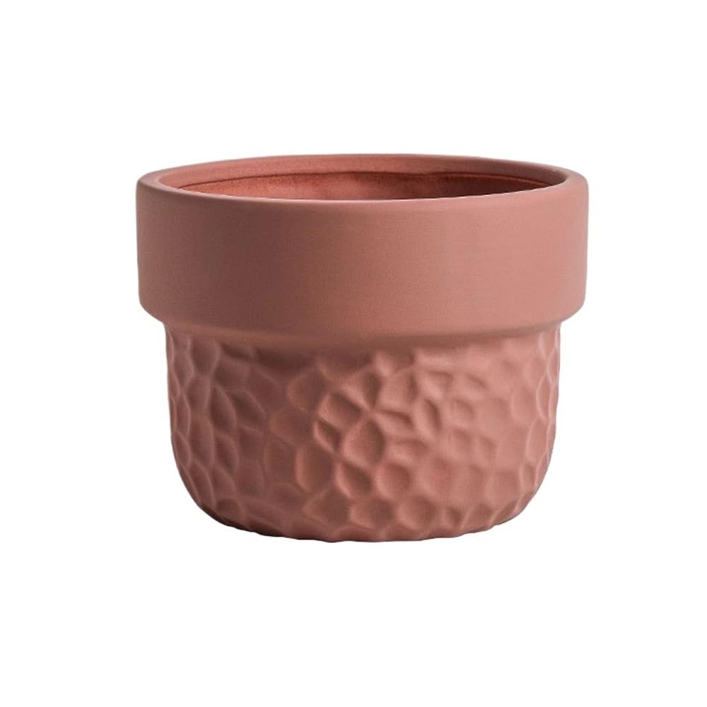 Cenz-888 flowerpot Round Bump Texture Planter Ceramic Flower Pot with Saucers and Drainage Holes Pots for Plants(Large)