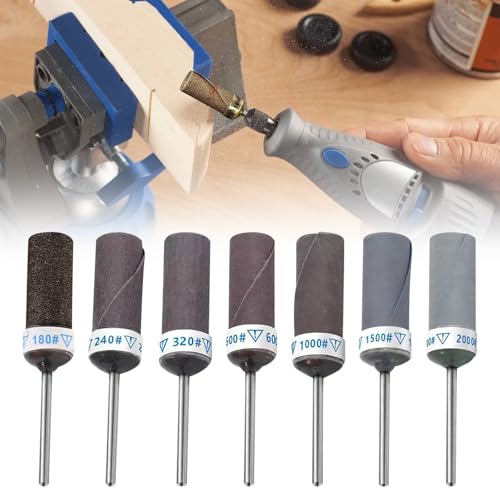 Juego de 56 piezas de papel de lija para herramientas rotativas Dremel 180/240/320/600/1000/1500/2000, con vástago de 3 mm (1/8') para eliminar el óxido metálico y pulir Jad
